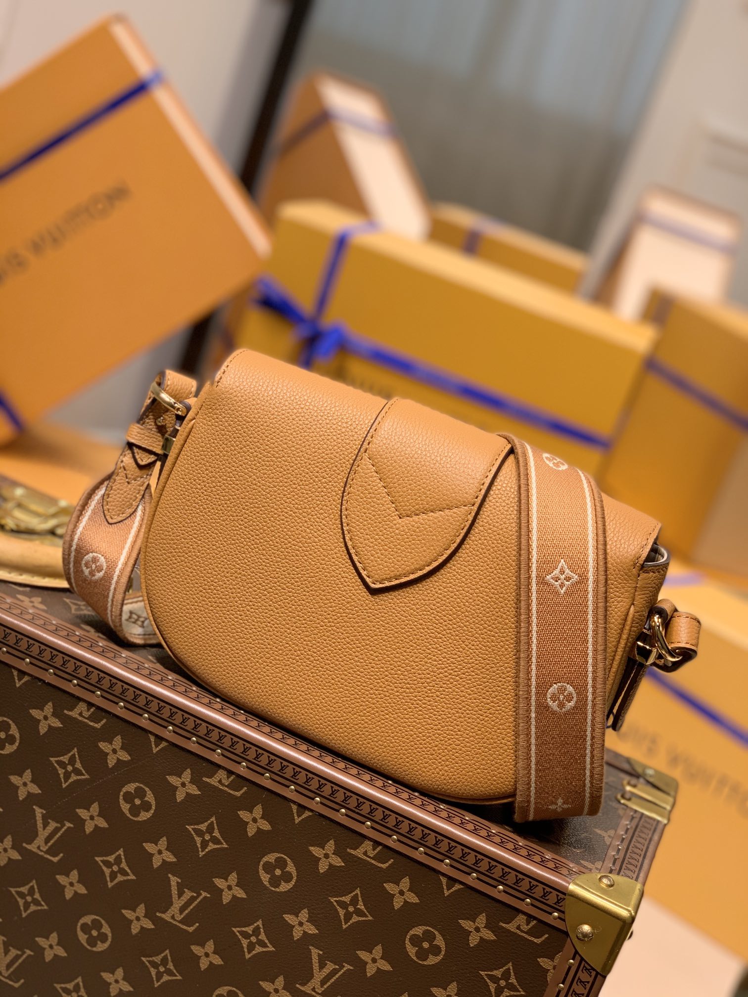 Louis Vuitton LV Pont 9 Soft 马鞍包 M58729金橘色