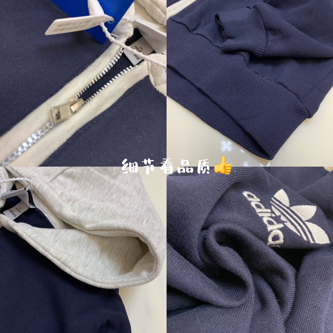 【顶级品质】 Adidas 三叶草设计感棒球服连帽韩版百搭卫衣外套