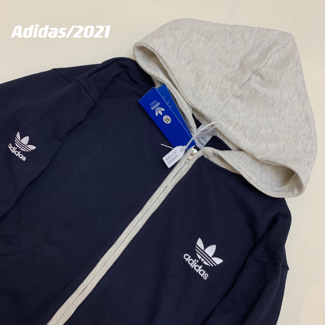 【顶级品质】 Adidas 三叶草设计感棒球服连帽韩版百搭卫衣外套