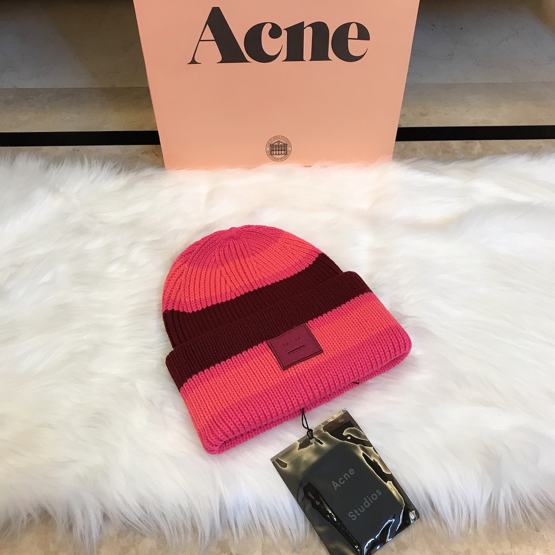 Acne笑脸男女通用官方毛线帽