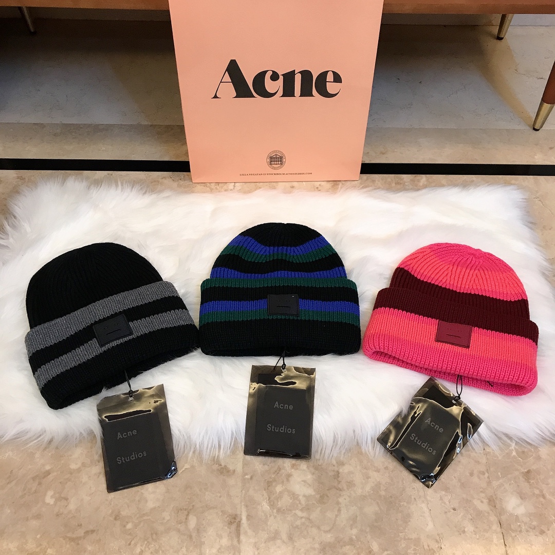Acne笑脸男女通用官方毛线帽