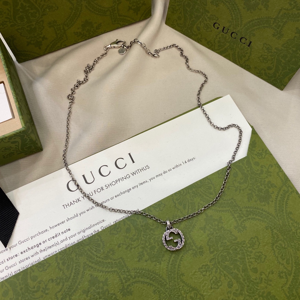 NO:102745,Gucci 925 sterling silver double G Interlocking retro small necklace size 55cm, Gucci necklace, gucci, gucci, necklace, pure silver19860909Gucci古驰925纯银双G Interlocking 复古小号项链 尺寸55cm,古驰项链,gucci,gucci,necklace,pure silver,Jewelry