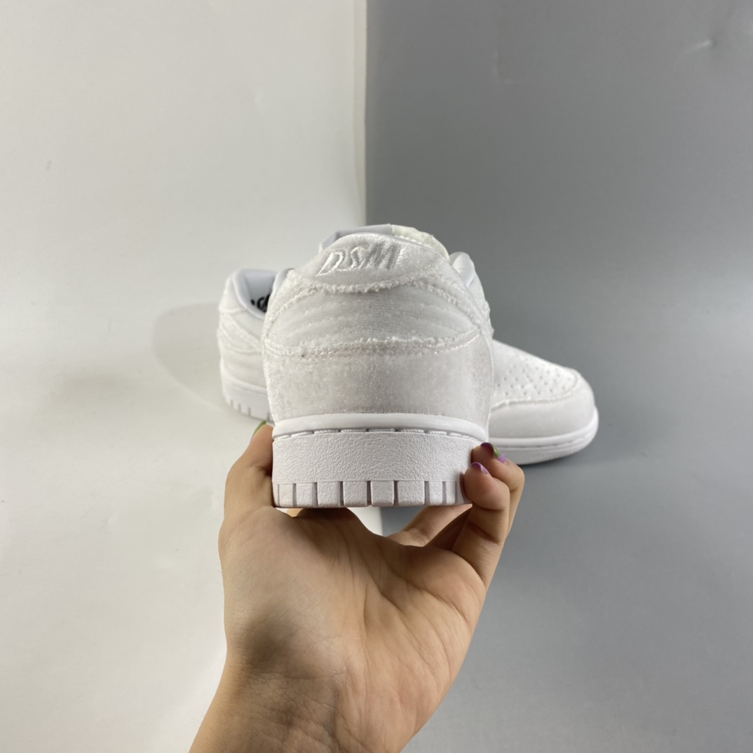 P380  DSM x NIKE Dunk Low”Triple White”丝绒白 刺绣 DH2686-100