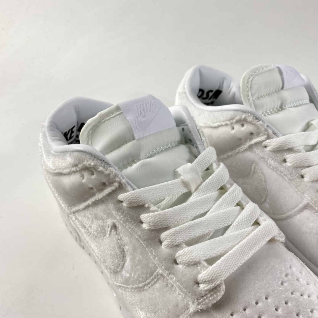 P380  DSM x NIKE Dunk Low”Triple White”丝绒白 刺绣 DH2686-100