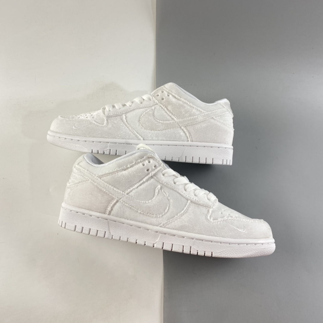 P380  DSM x NIKE Dunk Low”Triple White”丝绒白 刺绣 DH2686-100