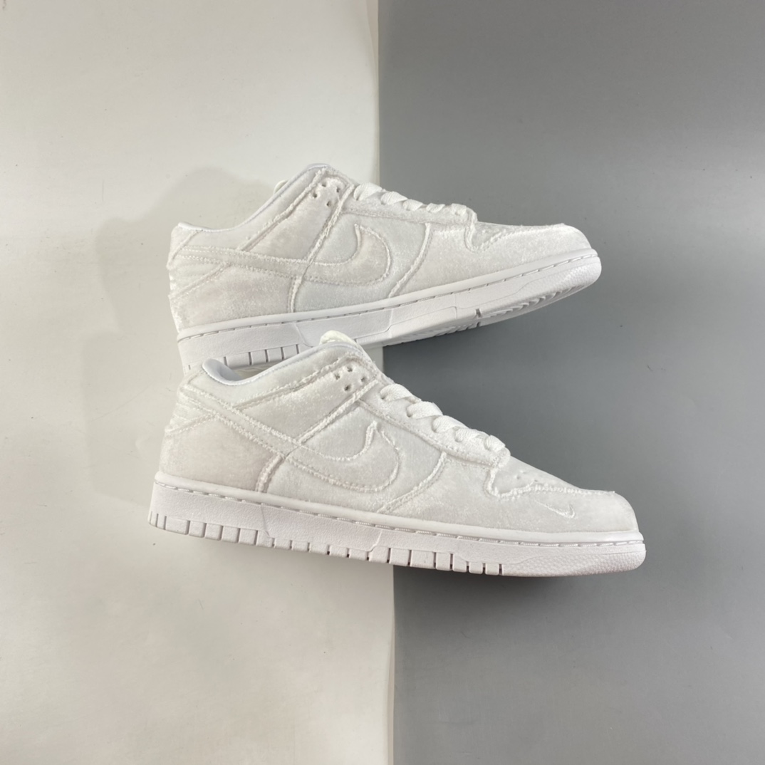 P380  DSM x NIKE Dunk Low”Triple White”丝绒白 刺绣 DH2686-100