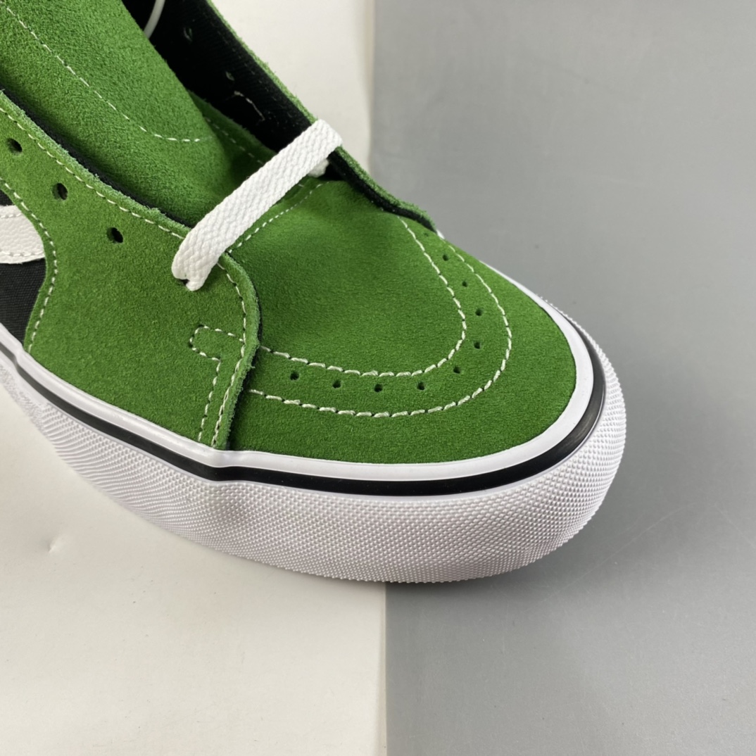 P160  Vans Skate Sk8 Hi 黑绿色侧标棋盘格高帮帆布鞋男女休闲板鞋 VN0A5FCC3OH