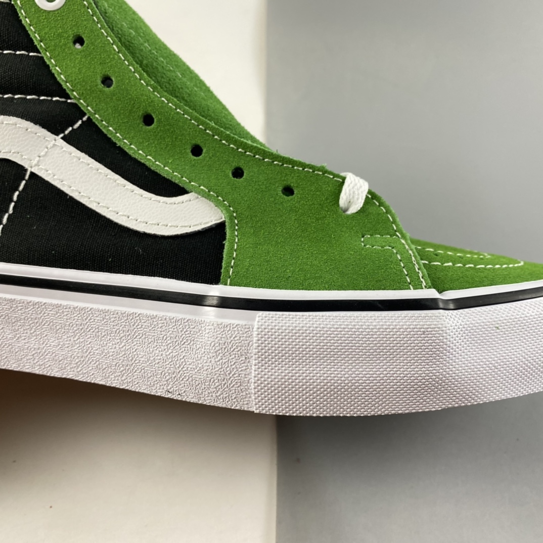 P160  Vans Skate Sk8 Hi 黑绿色侧标棋盘格高帮帆布鞋男女休闲板鞋 VN0A5FCC3OH