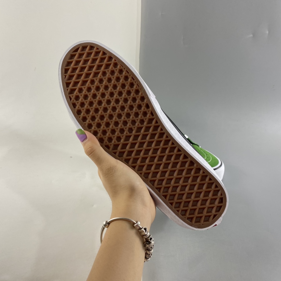 P160  Vans Skate Sk8 Hi 黑绿色侧标棋盘格高帮帆布鞋男女休闲板鞋 VN0A5FCC3OH