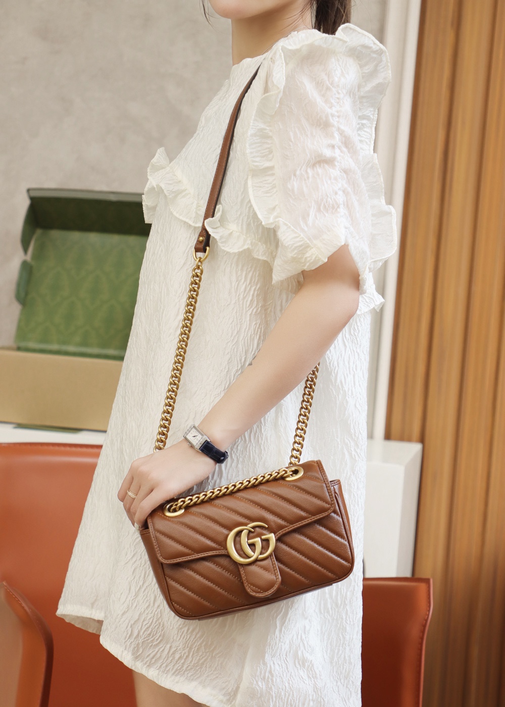 Gucci GG Marmont mini matelassé shoulder bag 446744 0OLFT 2535