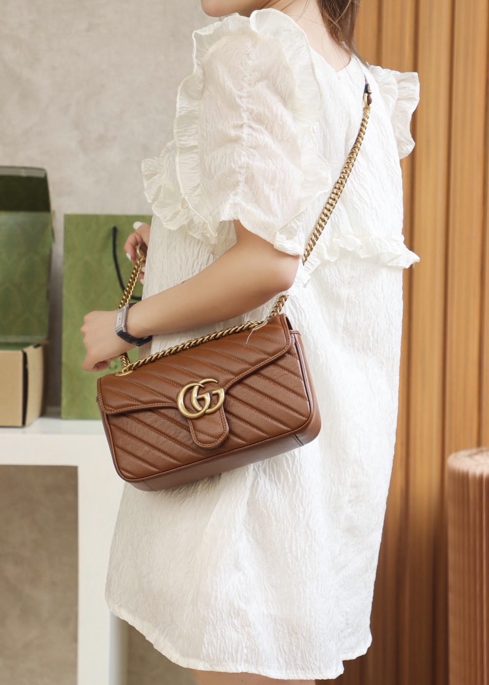 Gucci GG Marmont small matelassé shoulder bag 443497 0OLFT 2535