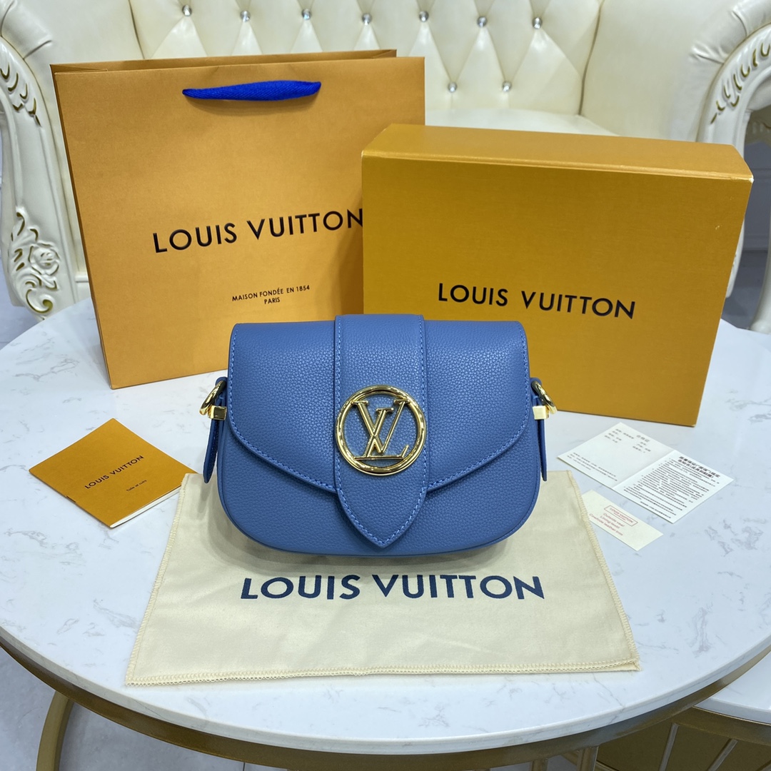 Louis Vuitton LV Pont Handbags Messenger Bags Black Blue Caramel Grey Lychee Pattern Calfskin Cowhide M58727