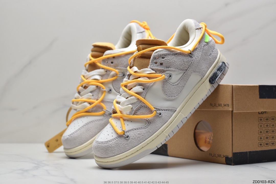 230 耐克Nike OFF-WHITE x Futura x Nike Dunk Low“21 of 50 三方联名白灰紫低帮休闲板鞋DM1602-106