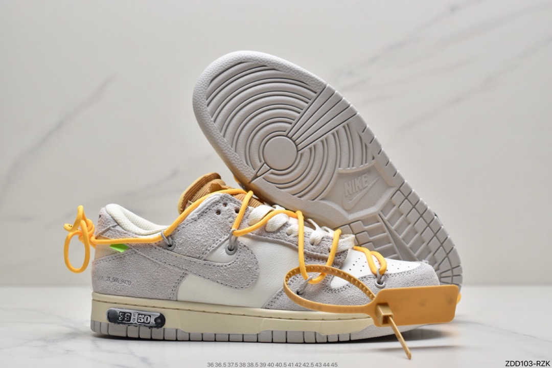 230 耐克Nike OFF-WHITE x Futura x Nike Dunk Low“21 of 50 三方联名白灰紫低帮休闲板鞋DM1602-106