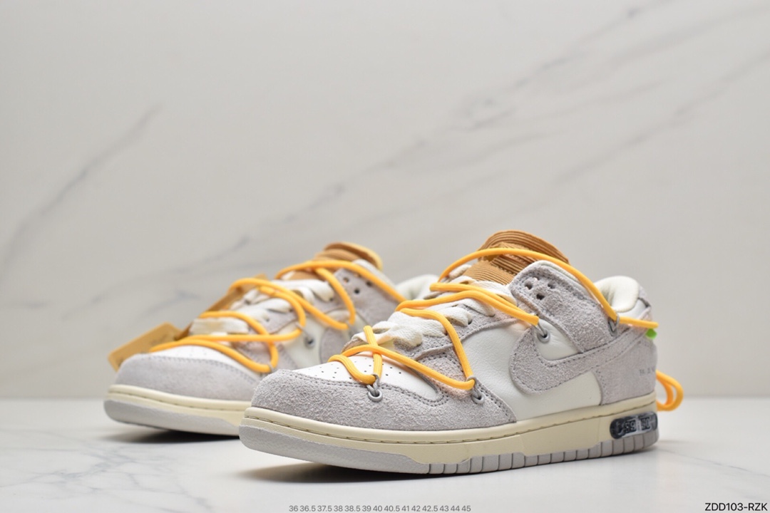 230 耐克Nike OFF-WHITE x Futura x Nike Dunk Low“21 of 50 三方联名白灰紫低帮休闲板鞋DM1602-106