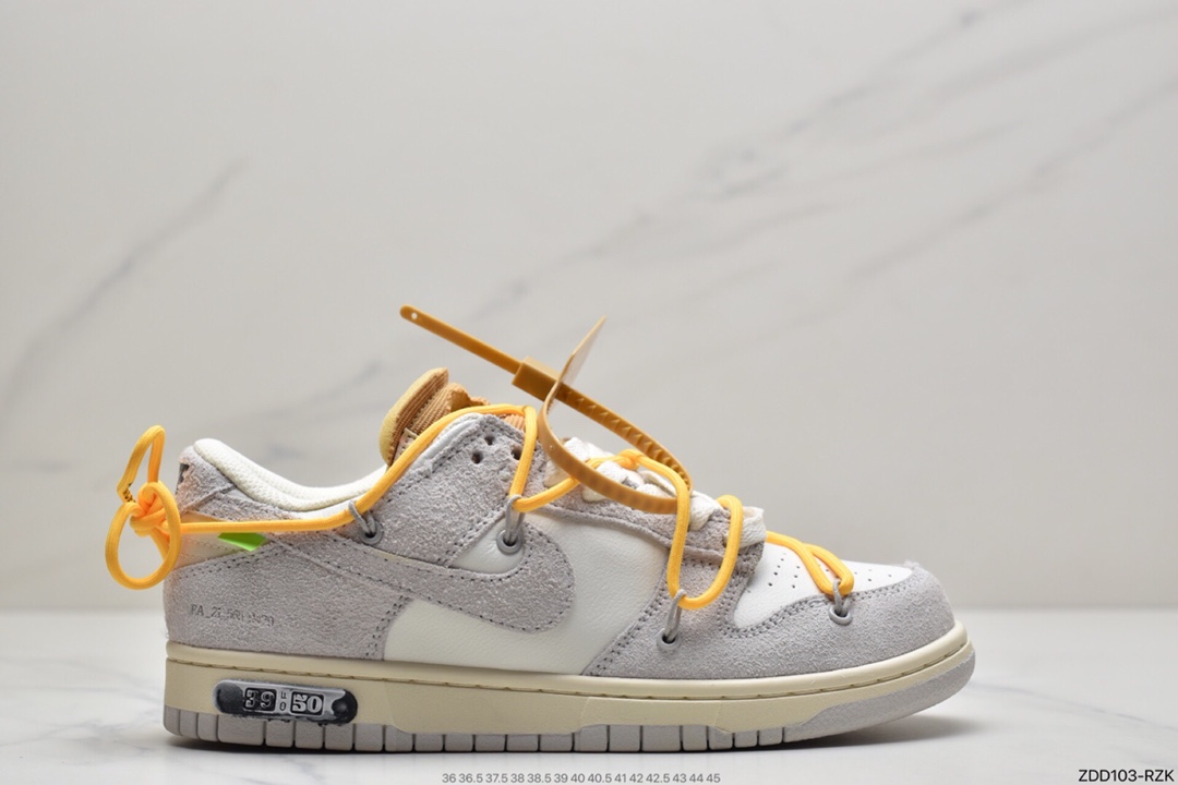 230 耐克Nike OFF-WHITE x Futura x Nike Dunk Low“21 of 50 三方联名白灰紫低帮休闲板鞋DM1602-106