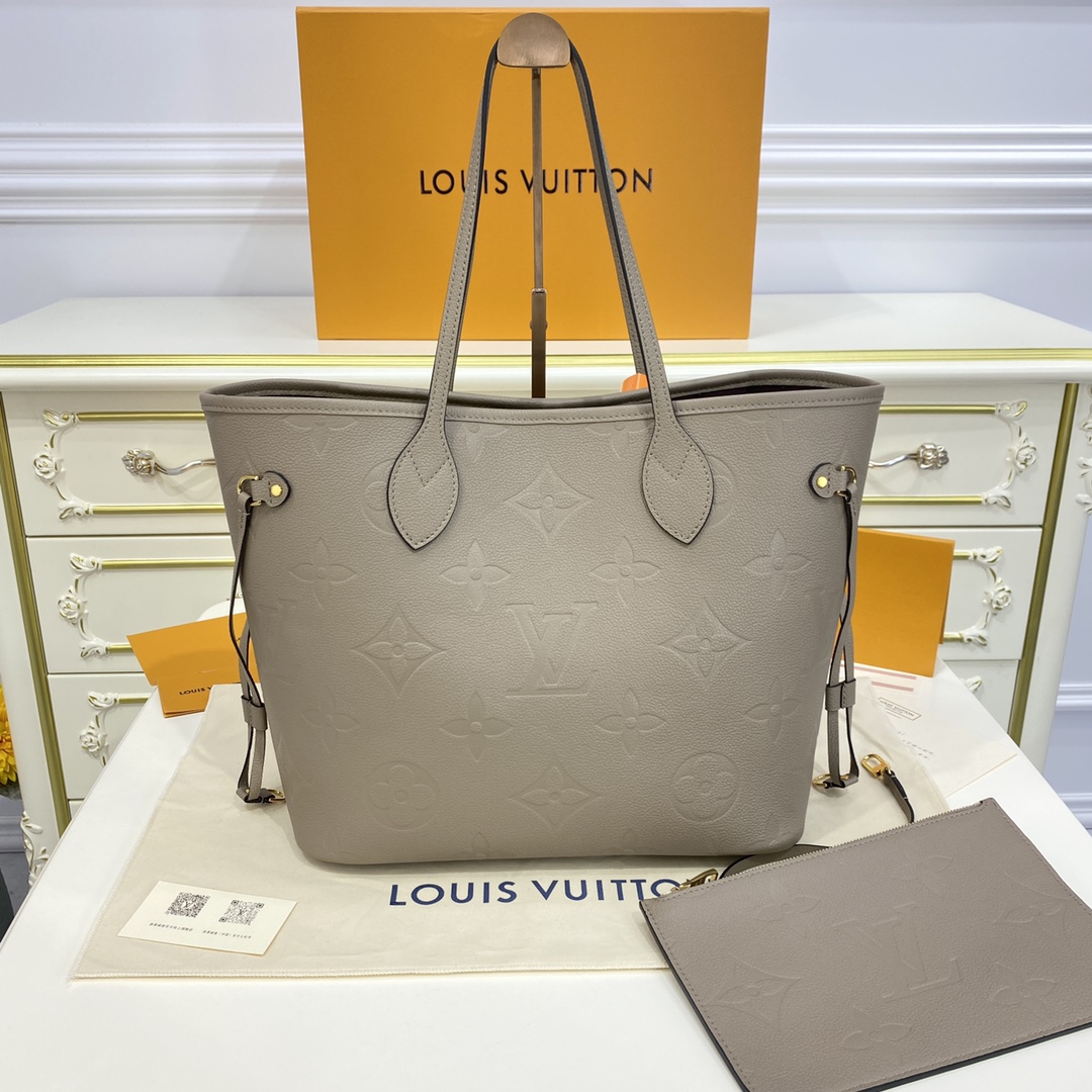 Louis Vuitton LV Neverfull Handbags Tote Bags Black Grey White Fabric Vintage M45685