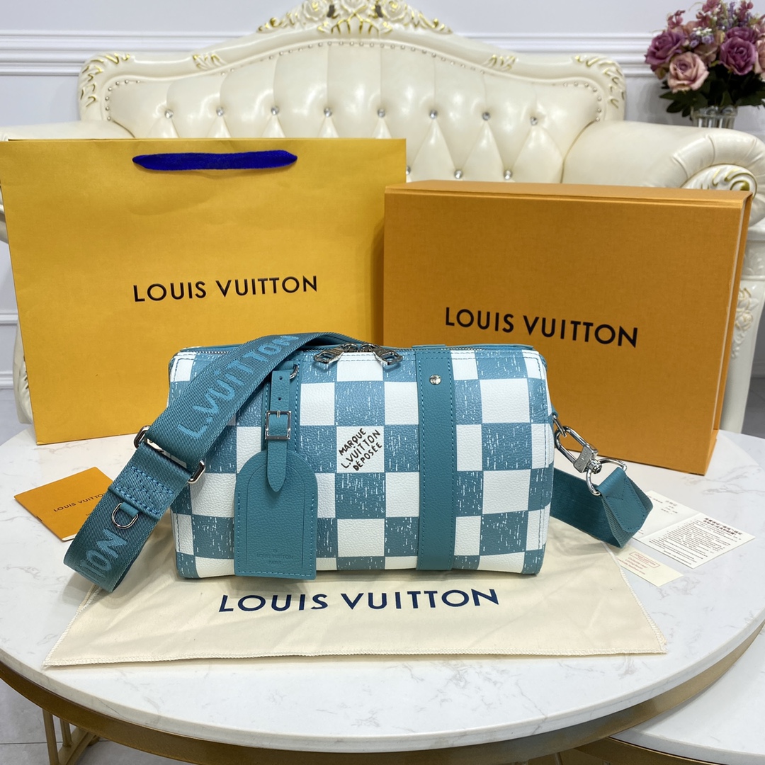 Louis Vuitton LV Keepall Bags Handbags Green Cowhide City N50076