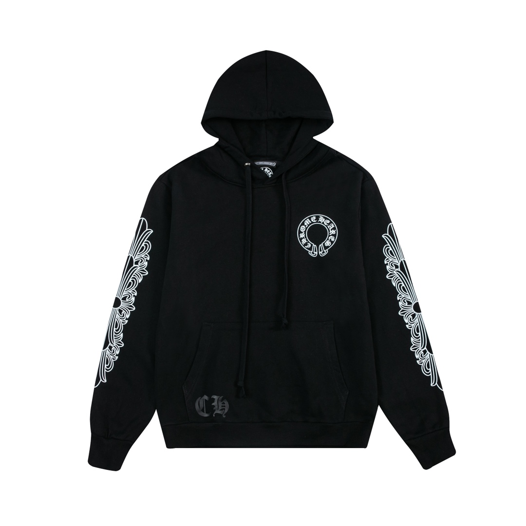 Chrome Hearts Clothing Hoodies Black White Unisex Cotton Hooded Top