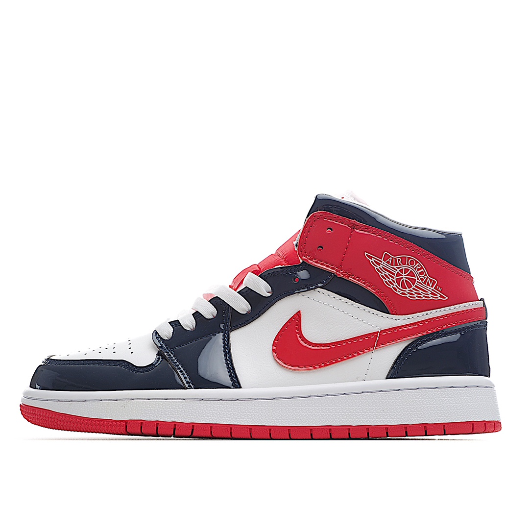 H0 Air Jordan 1 Mid AJ1 乔1漆皮拼色 中帮文化篮球鞋 DJ5984- K0