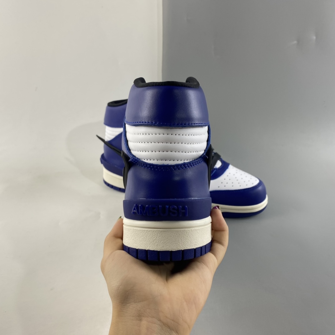 P450  AMBUSH x NIKE SB Dunk High 滑板鞋高帮联名黑蓝大勾 CU7544-400