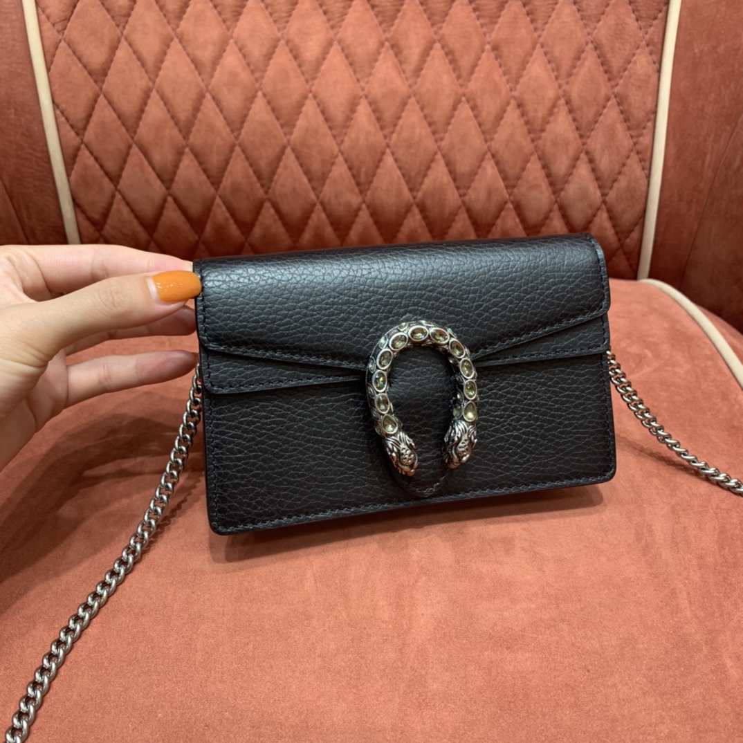 Gucci Dionysus Bolsos cruzados y bandoleras Negro Hardware de oro Piel vaca Cuero Mini