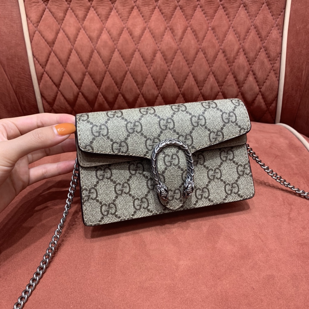 Gucci Dionysus Bolsos cruzados y bandoleras Caqui Hardware de oro Piel vaca Cuero Mini