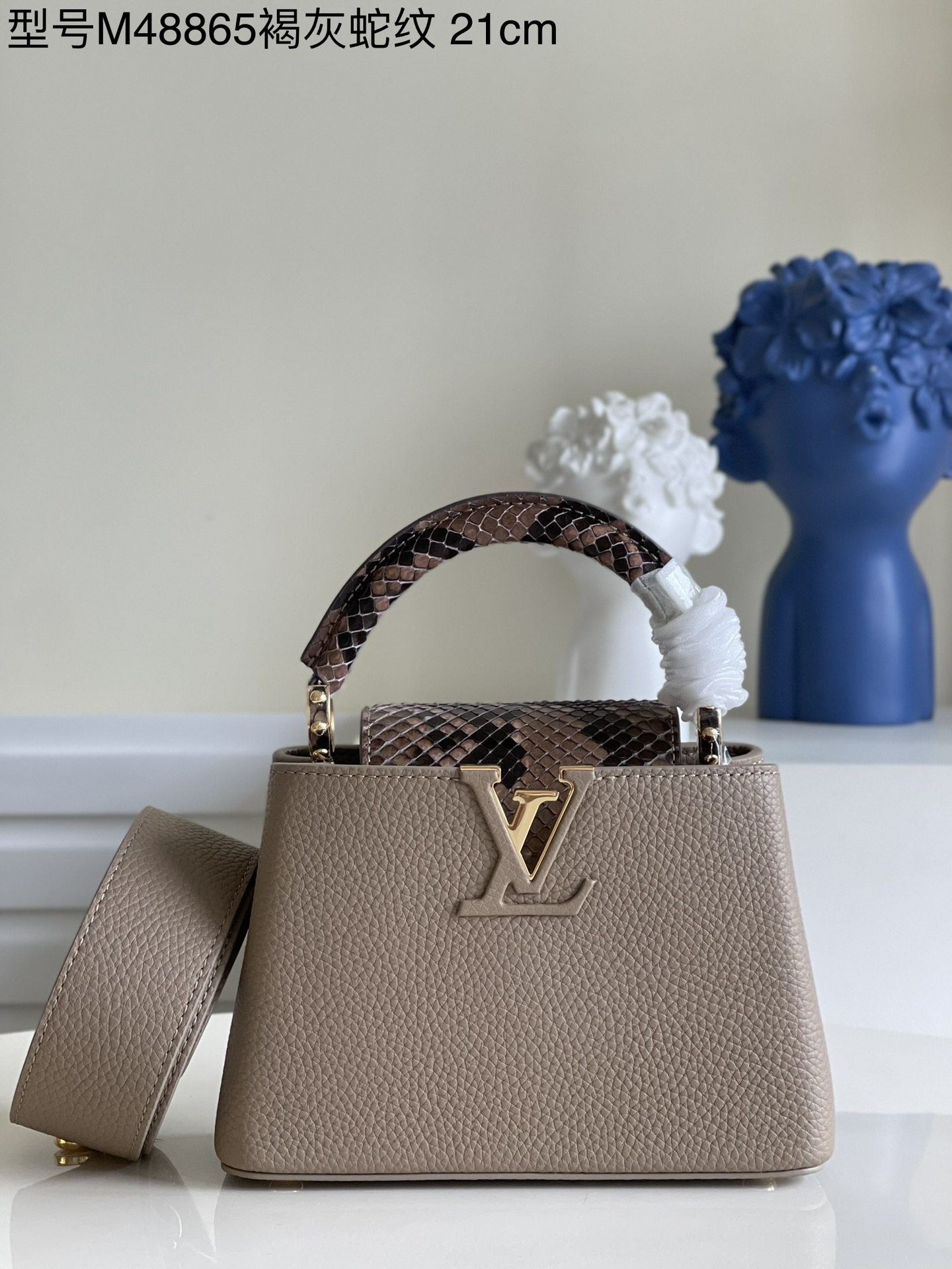 Louis Vuitton LV Capucines Bags Handbags Grey Taurillon Snake Skin Mini M48865