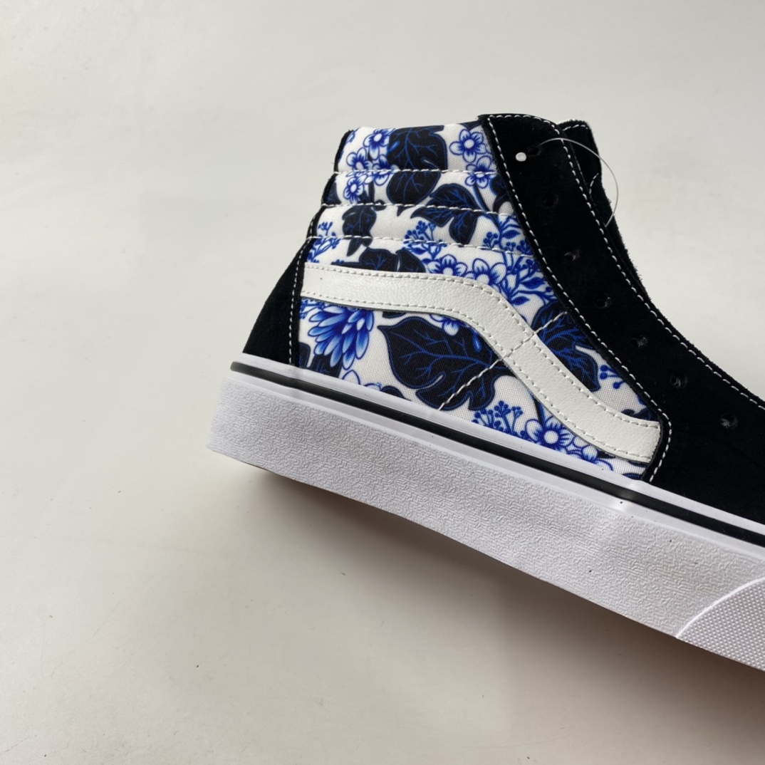 P160  Vans CLASS ICS SK8-HI 经典系列蓝色花朵印花侧边条纹男鞋女鞋 VN0A4U16Y6Z