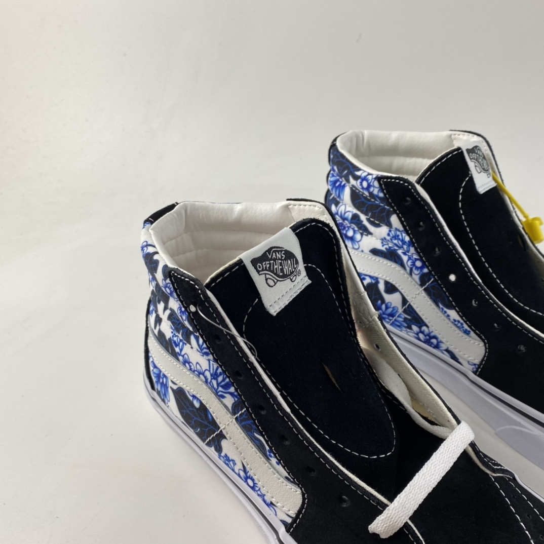 P160  Vans CLASS ICS SK8-HI 经典系列蓝色花朵印花侧边条纹男鞋女鞋 VN0A4U16Y6Z