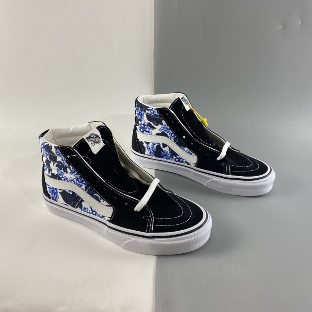 P160  Vans CLASS ICS SK8-HI 经典系列蓝色花朵印花侧边条纹男鞋女鞋 VN0A4U16Y6Z
