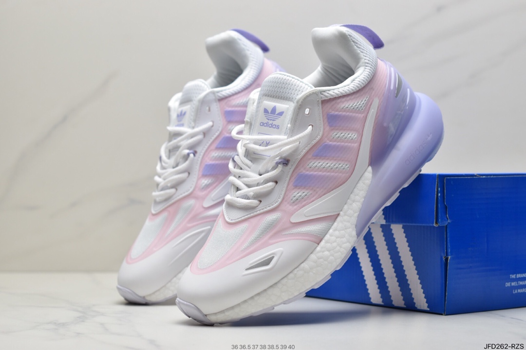 170 阿迪达斯Adidas ZX 2K Boost 2.0系列低帮高弹复古休闲运动百搭跑鞋GY8283