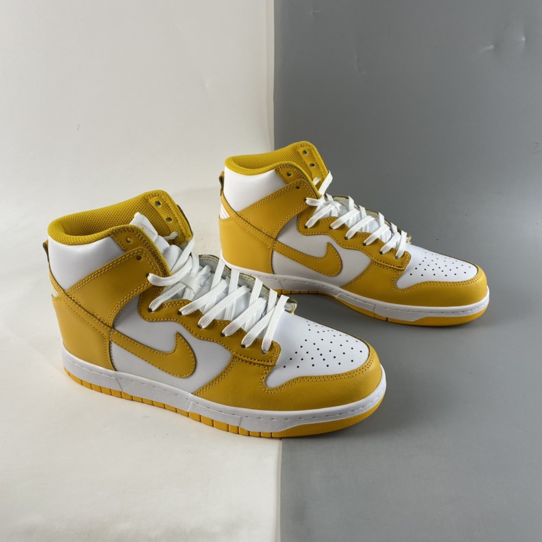 P400 NIKE SB Dunk High 白黄配色SB扣碎篮板高帮板鞋 DD1869-106