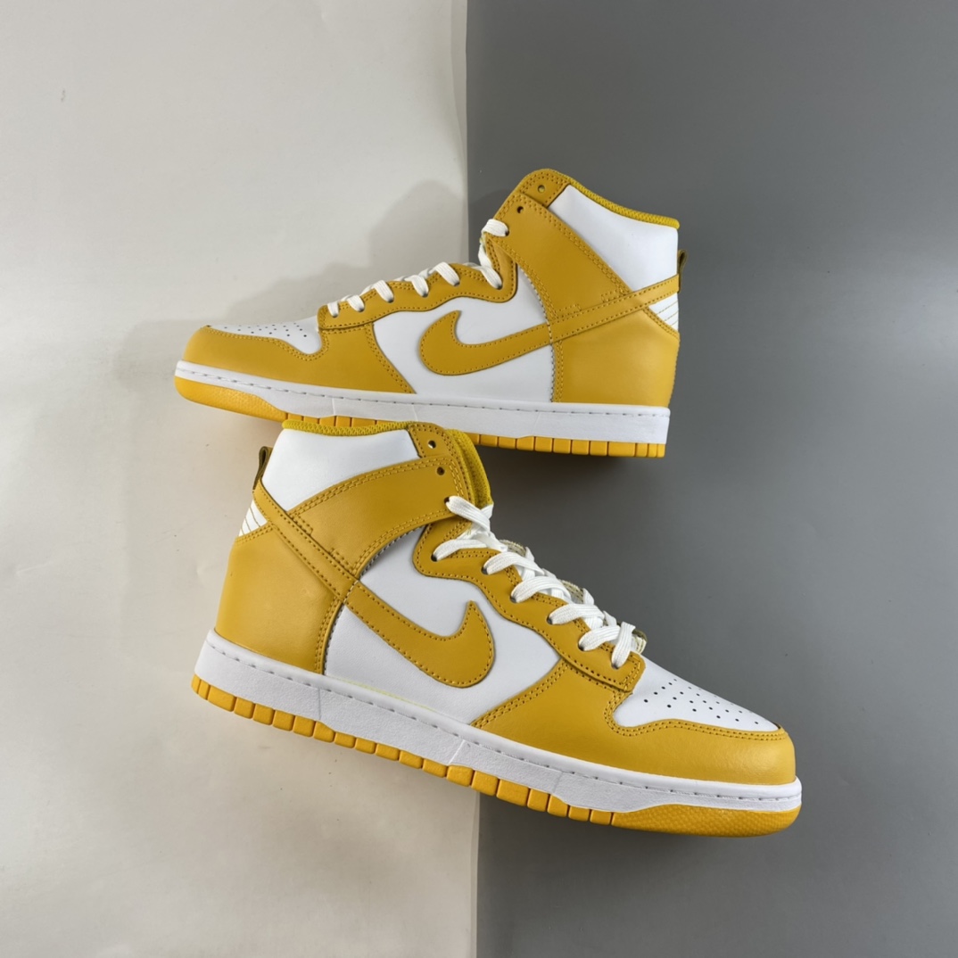 P400 NIKE SB Dunk High 白黄配色SB扣碎篮板高帮板鞋 DD1869-106