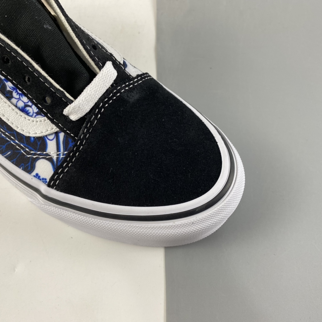 P150  Vans Old Skool 范斯官方蓝色花朵印花侧边条纹低帮板鞋 VN0A7Q2JY6Z