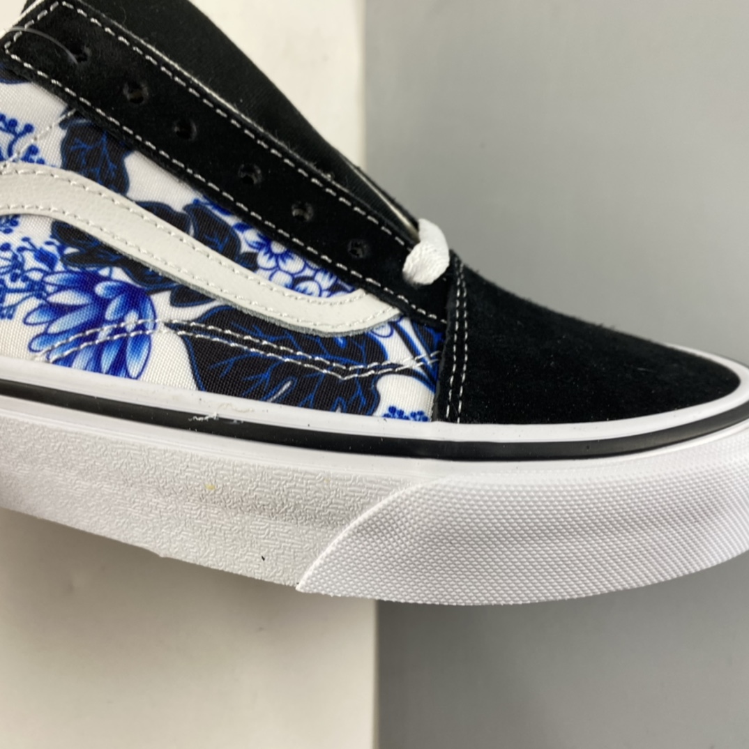 P150  Vans Old Skool 范斯官方蓝色花朵印花侧边条纹低帮板鞋 VN0A7Q2JY6Z