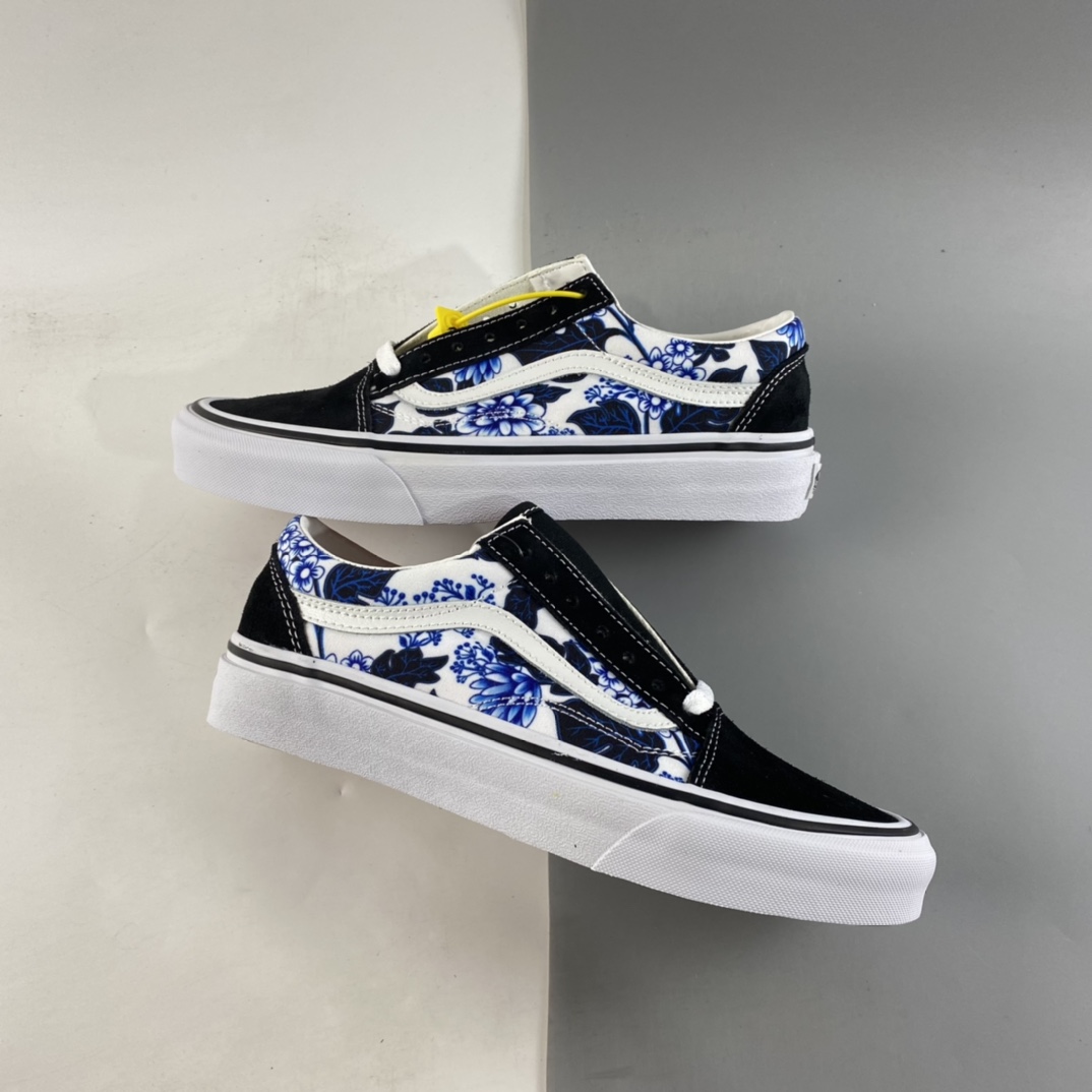 P150  Vans Old Skool 范斯官方蓝色花朵印花侧边条纹低帮板鞋 VN0A7Q2JY6Z