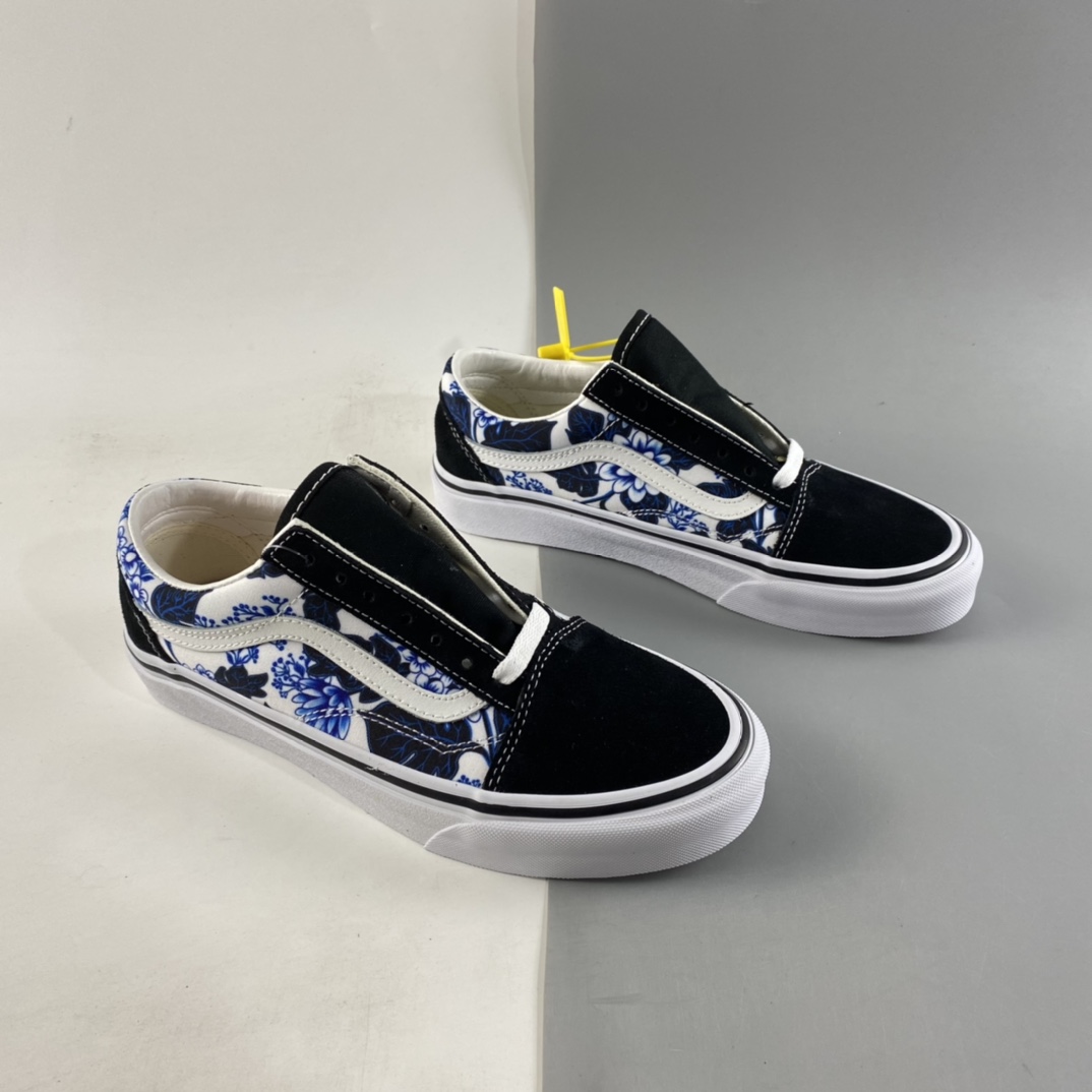P150  Vans Old Skool 范斯官方蓝色花朵印花侧边条纹低帮板鞋 VN0A7Q2JY6Z