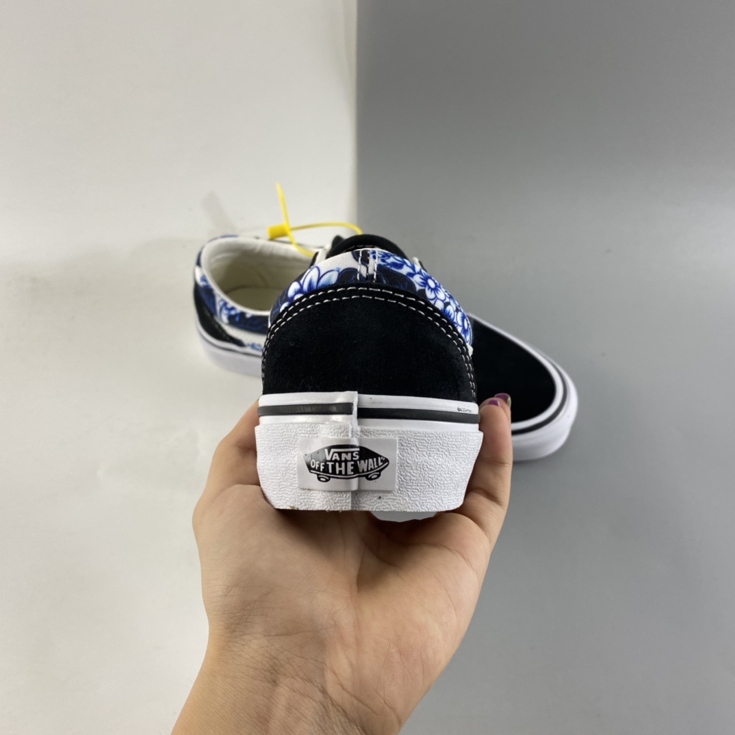 P150  Vans Old Skool 范斯官方蓝色花朵印花侧边条纹低帮板鞋 VN0A7Q2JY6Z