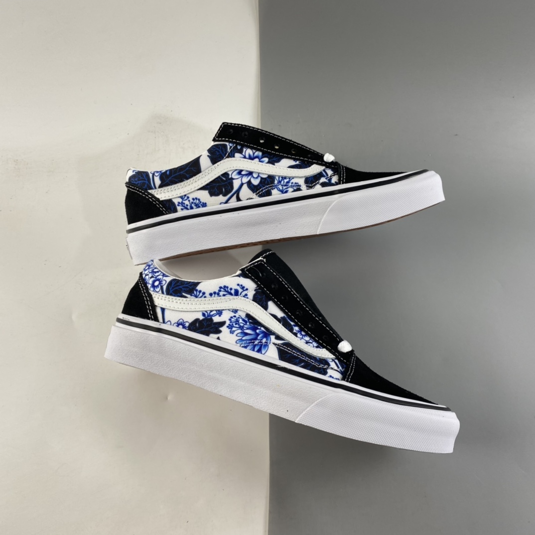 P150  Vans Old Skool 范斯官方蓝色花朵印花侧边条纹低帮板鞋 VN0A7Q2JY6Z