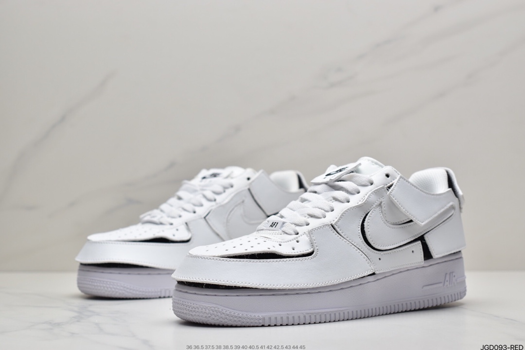 180 耐克Nike Air Force1 AF1 人气单品 纯白橙 DIY拆卸拼接魔术贴 CZ5093-100