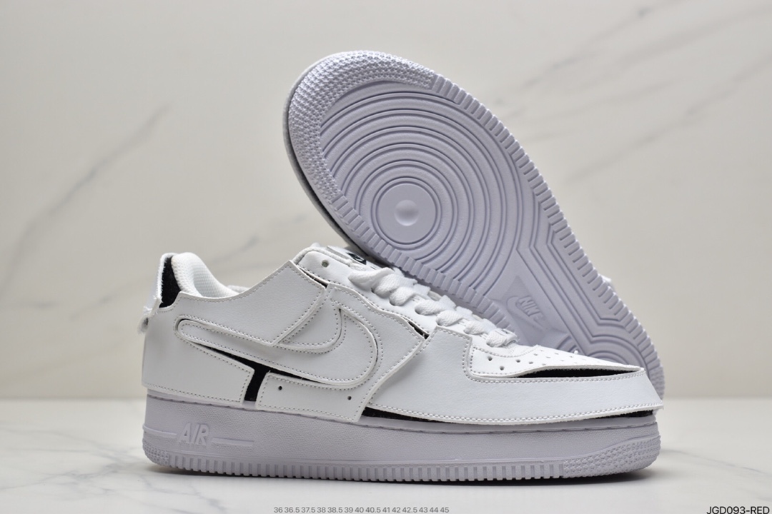 180 耐克Nike Air Force1 AF1 人气单品 纯白橙 DIY拆卸拼接魔术贴 CZ5093-100