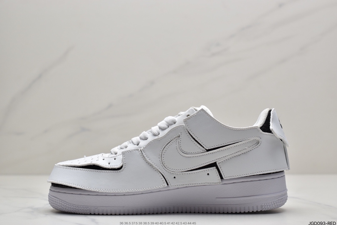 180 耐克Nike Air Force1 AF1 人气单品 纯白橙 DIY拆卸拼接魔术贴 CZ5093-100