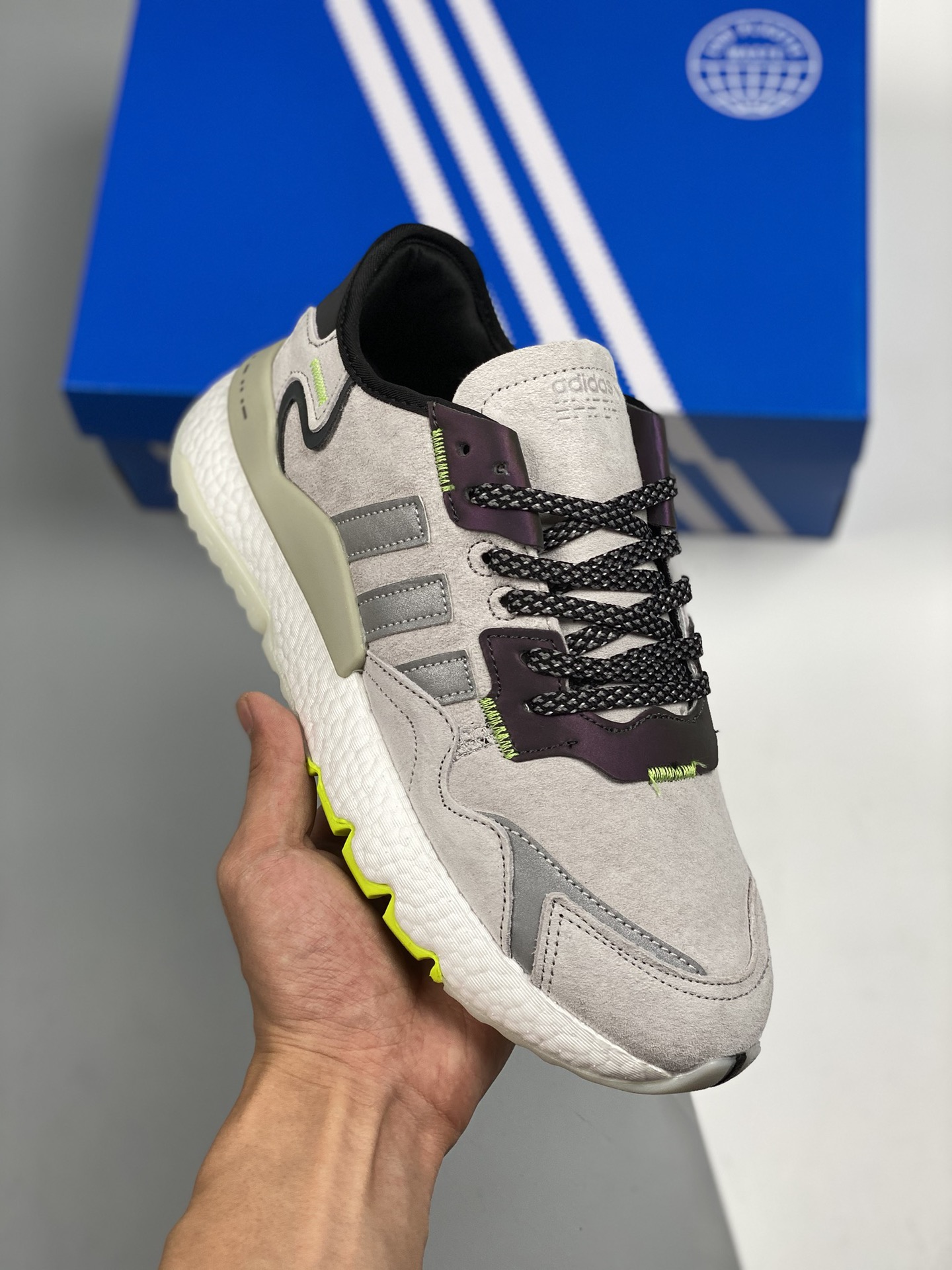 AD Nite Jogger Boost gris arcoíris trébol colaboración corredor nocturno número de artículo: HO1729 zapatillas retro ru…