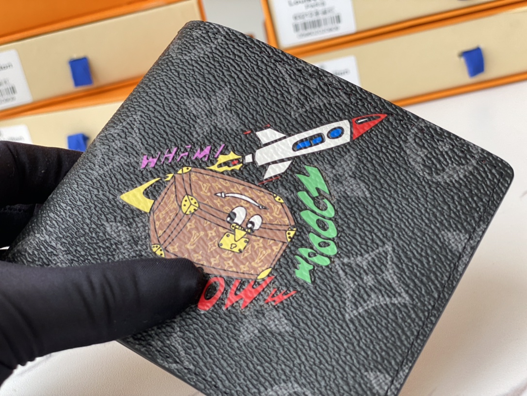 Leather bifold wallet texture close-up