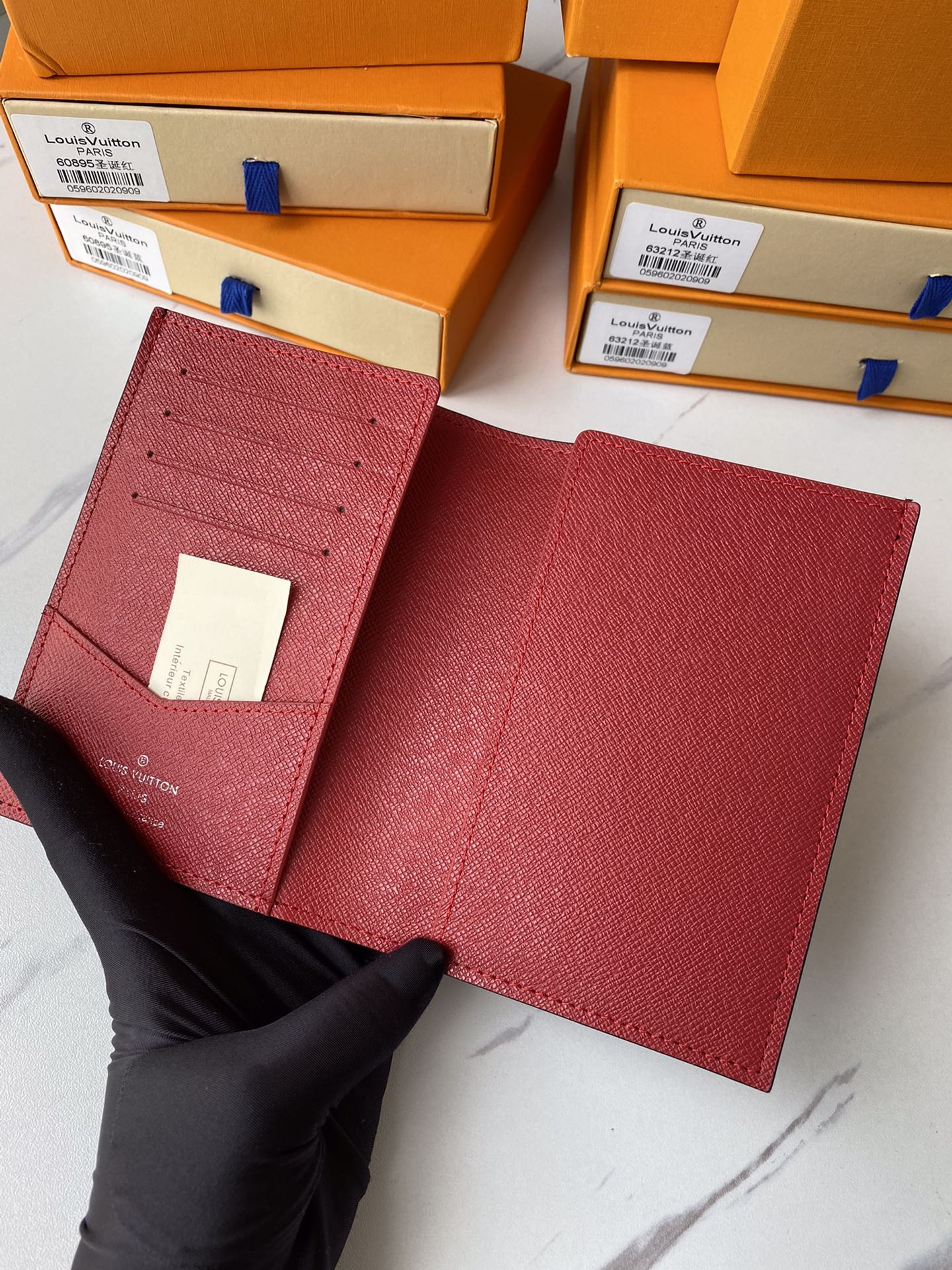 Leather passport holder in hand product use