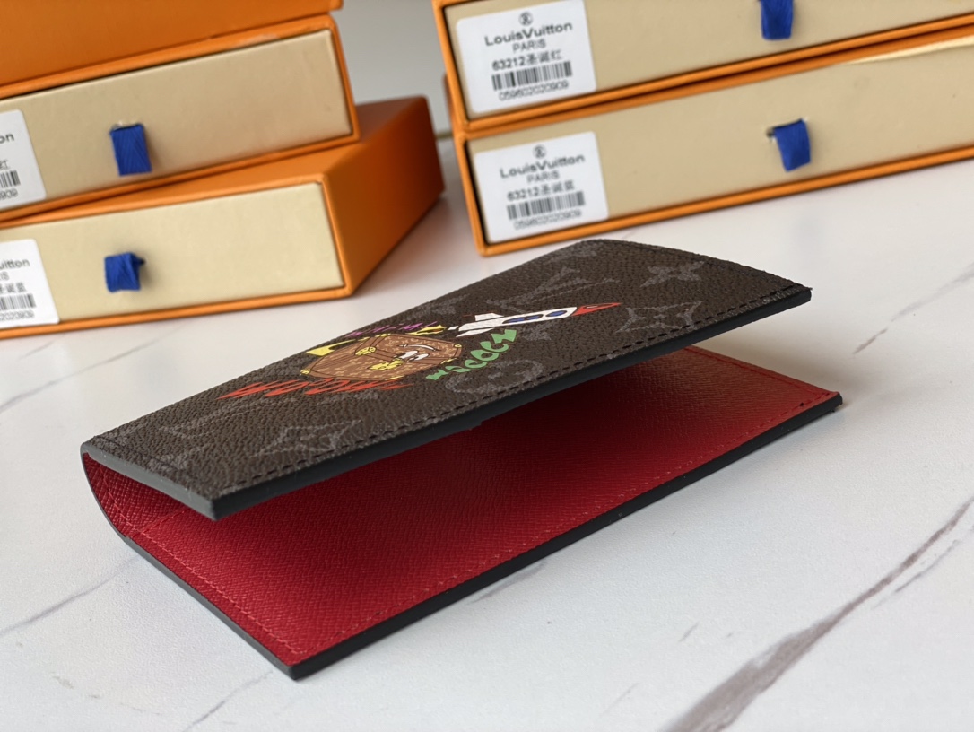 Leather passport holder stitching detail