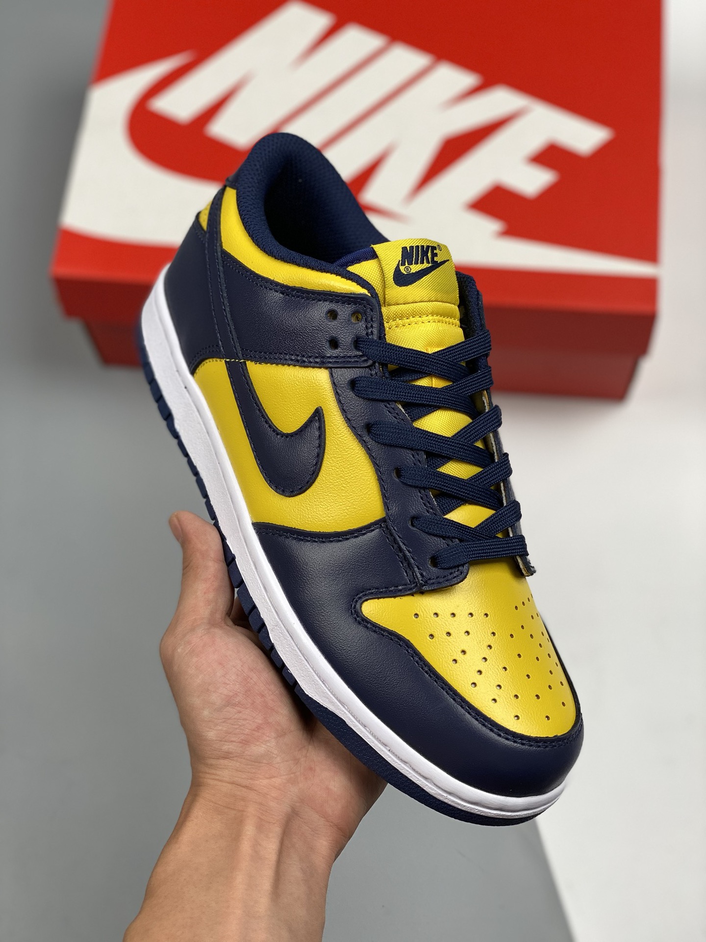 Nike Dunk Low "Michigan" azul y amarillo, producción pura de fábrica #etiqueta tejida original, coincide con la versión…