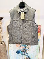 Gucci Clothing Tank Top Waistcoat Grey Unisex Cotton Down Flannel Fall/Winter Collection Fashion