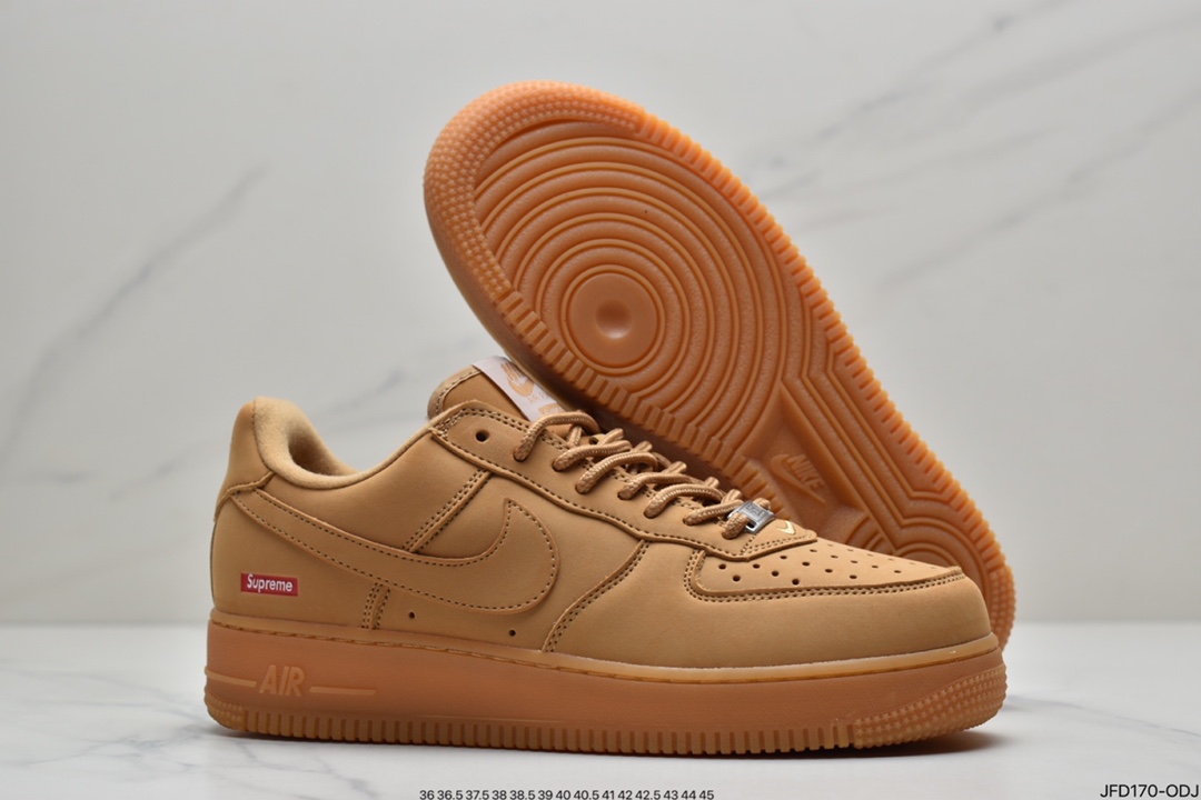 170 Supreme x Nike Air Force 1 Low’07”Wheat Flax”空军一号板鞋DN1555-200